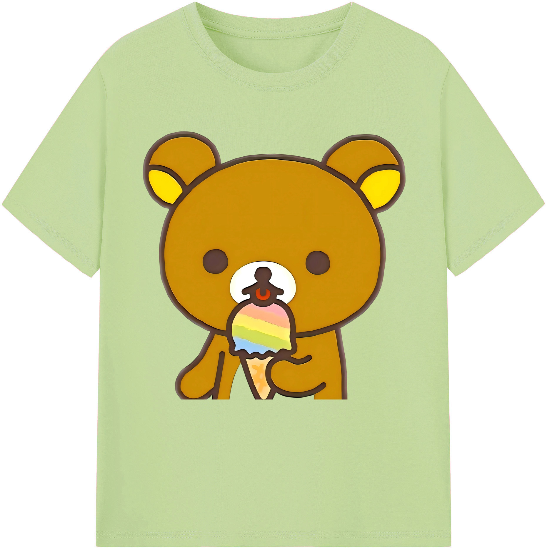 （画像用） リラックマ リラックマ キイロイトリ Rilakkuma Korilakkuma Kiiroitori 綿100％半袖Tシャツ（フロントプリント）